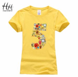 Hanhent Números engraçados 5 mulheres camisetas Top Women Fashion Multicolor Tshirt Letter Youngirl Print Cotton Summer Tshirts Birthday1816153