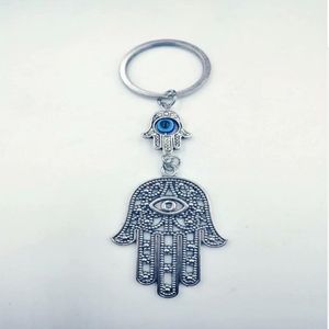 Fashion Jewelery Angel Wings Evil Eye Hamsa Fatima Hand Charm Diy Keychain Silver Tone Key Chain Keyring Fashion Pendant Jewelry -14 215V