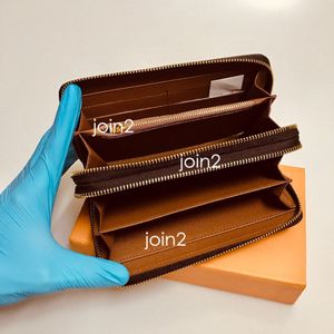 Dual Zip Wallet Womens Fashion Long Zippy Wallet Card Holder Coin Purse Key Pouch Brown Waterproof Canvas With Present Box M61723 264N