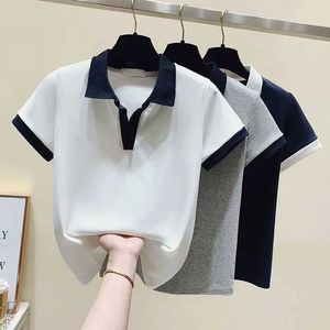 Women's Polos Summer new pure cotton short sleeved womens T-shirt polo collar design slim fit casual short top Y240527