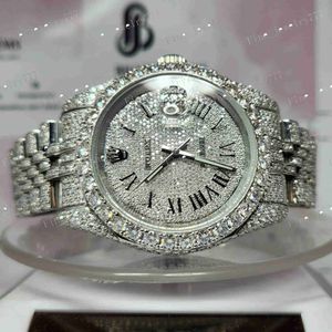 Högkvalitativ iskristall Moissanite Diamond Watch VVS Certifierad logg Full Automatisk lyxrörelse Herrklocka