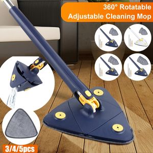 Telescopic Triangle Mop 360° Rotatable Self-wringing Triangle Extended Adjustable Mop Floor Squeeze Free Hand Washing Lazy Tool 240527