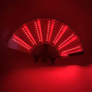 Led Rave Toy Luminous Folding LED Fan Dance Light Fan Night Music Performance Carnival Accessories Glow at Dark Parties d240527