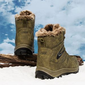 Hikeup Männer Taktische Militärschnee Stiefel echte Lederarmee Jagd Wanderschuh Winterstiefel für Männer Outdoor Schuh gepolstert Wärme gepolstert