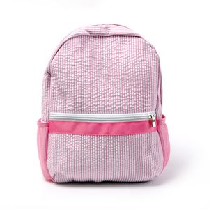 Pink Toddler Backpack Seersucker Soft Cotton School Bag USA Local Warehouse Kids Book Bags Boy Gril Pre-school Tote with Mesh Pockets D 281C