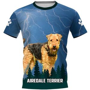 رجال Polos HX Airedale Hound Mens T-Shirt Pet Animal 3D Printing Mens Clothing Womens T-Shirt Usisex Disual Street Clothing S52701