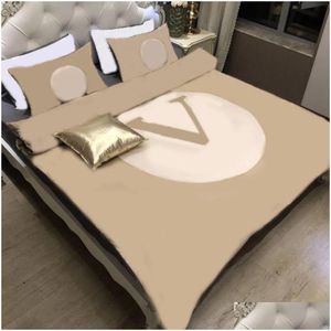 Bedding Sets Fl 4Pcs Uni Bedroom Comforter Luxury Textile Bed Sheet Pillowcases Duvet Er Washable Designer Queen Modern Drop Delivery Dhqqi