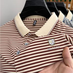 Summer New Men's Short sleeved Striped Polo Shirt Top sleeved T-shirt Men's Half sleeved