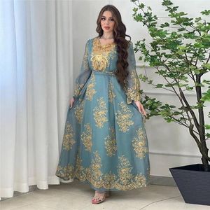 Etniska kläder Eid -paljettbroderi Abaya klänning för kvinnor Modest Muslim Arab Moroccan Kaftan Dubai Robe Ramadan Jalabiya Gown Femme Caftan