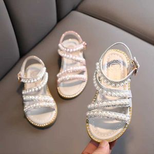 Sandaler Girls Summer Fashion Childrens Baby Sparkling Rhinestone Princess Little Shoes Single D240527