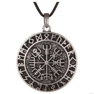 QQ7 símbolo nórdico talismã pingente homem retro nórdico viking bússola colar dupla 2390