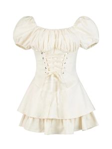 サマーバレエコアY2K 2000年代美学プロムガウンミニドレス女性Gyaru Lace up Frocks One-Piece Princess Party Cute Mori Girl 240527