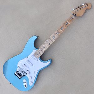 Chitarra elettrica rosa blu metal con pickup SSH Pickups Acero Star Inlays White Pickguard può essere personalizzato