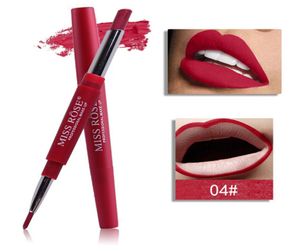 Miss Rose 2 i 1 läppfoder Pencil 8 Färg Lipstick Lip Beauty Makeup Waterproof Naken Color Cosmetics Lipliner Pen Party Lip Stick9774447