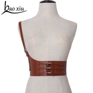 2019 Women's Wide Elastic Leather Belt Casure Corset Belt Shoulder Straps Decoration midjebältet Girl Dress Suspenders Q0624 229F