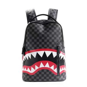 Designer -Taschen Neue trendige Leopard Frauen Lady Rucksacktaschen Hai Teeth School Rucksack Polyester Designer -Rucksack mit Reißverschluss in Tasche SI 242V