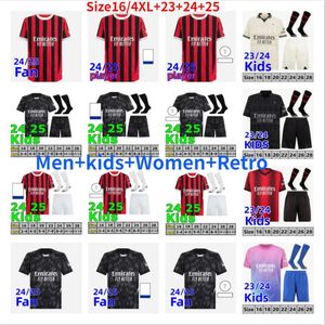Rafa Leao 2024 2025 Ac M Maglie da calcio Milan Theo Pulisic Tomori Rebic Reijnders Kessie Giroud R.Leao Shirt calcistici Ibrahimovic M.Maignan Men Kit Kit Uniformi 4xl