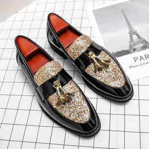 Повседневная обувь Патентная кожа Оксфорд для мужчин плюс размер золотой дизайнер вечеринка Zapatos de hombre vestir formal