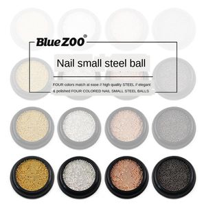 Nail Ornament Small Black Box 1mm Gold Silver Gray High Quality Steel Ball Solid Color Small Steel Ball Fingernail Decoration