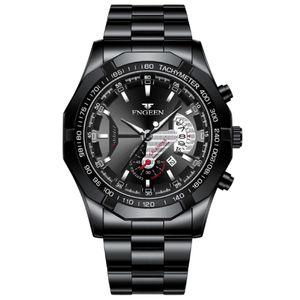 FNGEEN Brand White Steel Quartz Mens relógios Crystal Glass Watch Data de 44 mm de diâmetro personalidade precisa tempo de viagem elegante manual pulso 283i