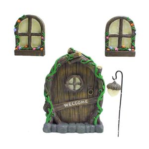 3st Tree Sculpture Garden Gnome Window Door Harts Miniature Craft Elf Luminous Yard Art Ornament Home Decoration 240523