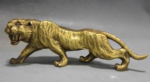 Chinese Fengshui Copper brass Animal Zodiac Year Lucky Tiger Statue8780508