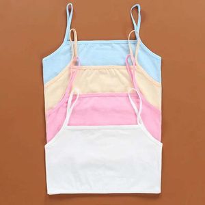 CAMISOLE 4PC/LOTH CRIANÇAS RESTIDAS 100% Cotton Girls Tank Top Candy Color Undershirt Girls Singlet Baby Camisole Bra Tops Sport Y240528