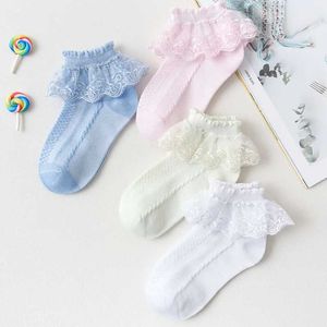 Kinder Socken Mädchen Spitzen Rüschen Prinzessin Mesh Socken Säugling Baby Kinder Kurzhöfe Rüsche weiß rosa kleine Mädchen Socken Kleinkind Girl Socken 1-7y D240528