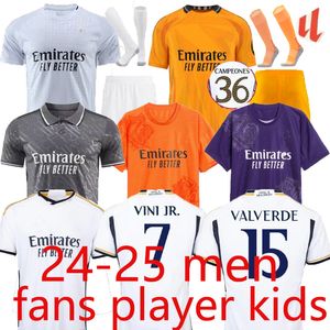2024 2025 Real Madrids Bellingham Vini Jr Futbol Formaları Çocuklar Futbol Kitleri 24 25 3y Mens Kids Footbaljersey Gömlek Camiseta Futbol Maillot Ayağı