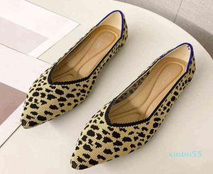 Dress Shoes Stretch Knitted Pointed Toe Ballet Flats Women Slip on Ladies Pregnant Loafers Shallow Boat Moccasins Lady Mes3325315