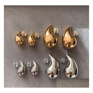 Stud Gold Color Glossy Water Droplet Comma Earrings For Women Niche High End Cold And Light Luxury Top Quality Charm Jewelry Drop Del Dhr9G