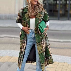 S9312 2024 Autumn/Winter New Womens Fashion Long sleeved Lapel Coat Printed Woolen Long Coat