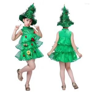 Roupas conjuntos de vestido de árvore de natal, performance especial, sem mangas de chapéu verde pingente de pingente