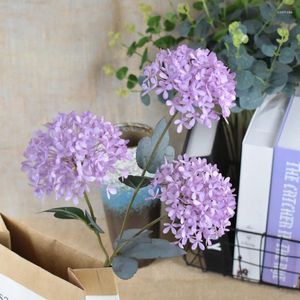 Decorative Flowers Hydrangea Bouquet 3 Heads Artificial Flower DIY Wedding Arrangement Accessories Plastic Pompom Dandelion Home Decoration