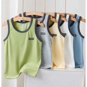 Tank Top Girls Jungen ärmelloses Weste Kinderbrief Tanktops Teenager Camisole School Schüler Unterwäsche 2024 Sommer Kinderkleidung Y240527