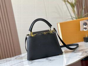 10A Top 54663 Women Crossbody Bag Capuchines Leather Handle Large Capacity Flower Metal Sequins