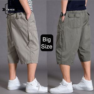 O Grande algodão gordo shorts homens cargo casual curto plus size calça de calça tática de calça tática solta 5xl 6xl verão kxjrr