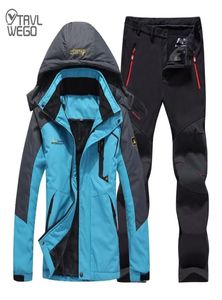 Trvlwego Suit invernale Donne Nulla di snowboard impermeabile Pantaloni per esterni Super Warm 2 in 1 in pile termica 20124955312