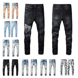 2023 Designer Jeans Mens denim broderi byxor mode hål byxa oss storlek 28-40 hiphop nödställda dragkedja byxor för manlig jean 297w