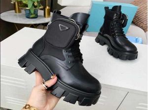 Designer Boots Womens Shoes Ankel Boot Fashion Martin Pocket Black Roman Boots Nylon Military Inspired Combat Logo Small Size Size9037928