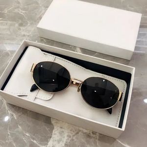 Women Triomphe Owalne okulary przeciwsłoneczne 943 4235 40194 Man metalowe lustro nogi zielone soczewki designerskie okulary przeciwsłoneczne retro mała okrągła rama seksowna małe kobiety z pudełkiem