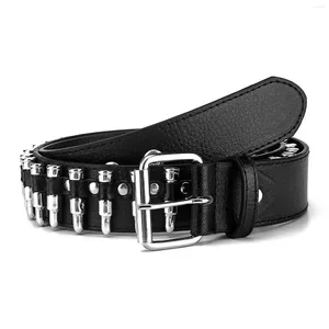 Belts Women Men Black Belt Punk Bullet Stud Rivet Faux Leather Hip Hop Street Jeans