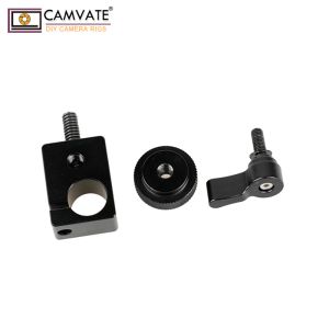 CAMVATE 15mm Single Rod Clamp Adapter with 1/4" Screw Connector Mount For Camera Rig Monitor Flashlight Video Light Microphone