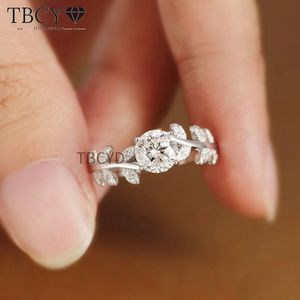 Tbcyd 1ct d Color Diamond Rings for Women S925 Sliver Laurel Leaf Engagement Charge Wedding Belierlry Gift GETHE GIOPILE 240528 240528
