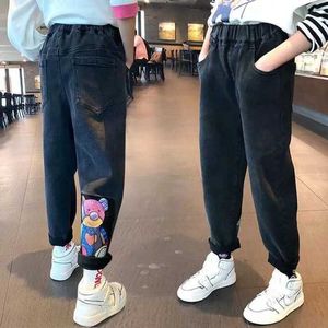 Trousers Girls Long Pants Cotton Jean Trousers 2023 Hot Spring Summer Teenagers Sport School Babys Kids Childrens Clothing Y240527