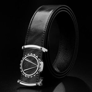 Men leather fashion personality young business leisure cowhide belt middle-aged smooth buckle A8 256V