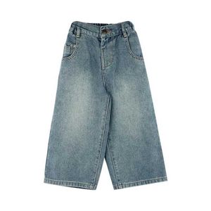 Jeans Jeans Girls Loose de pernas largas calças de calça infantil calças de jeans de jovens roupas casuais primavera e outono crianças roupas wx5.27