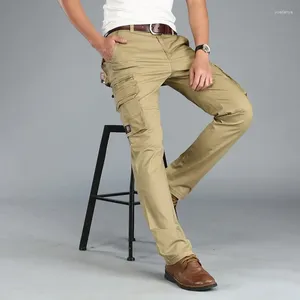Erkek pantolon 2024 yaz ince gündelik büyük iş kıyafetleri çok cep orta bel düz bacak