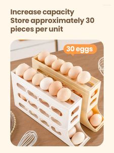 Kitchen Storage 1pc Egg Basket Multifunctional Automatic Rolling Rack Large Capacity Refrigerator Special Box