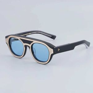Sunglasses Japanese Personalized Thick Acetate Sunglasses Classical Designer Brand Eyeglasses Men Fashion Women Glasses with High Quality Q240527